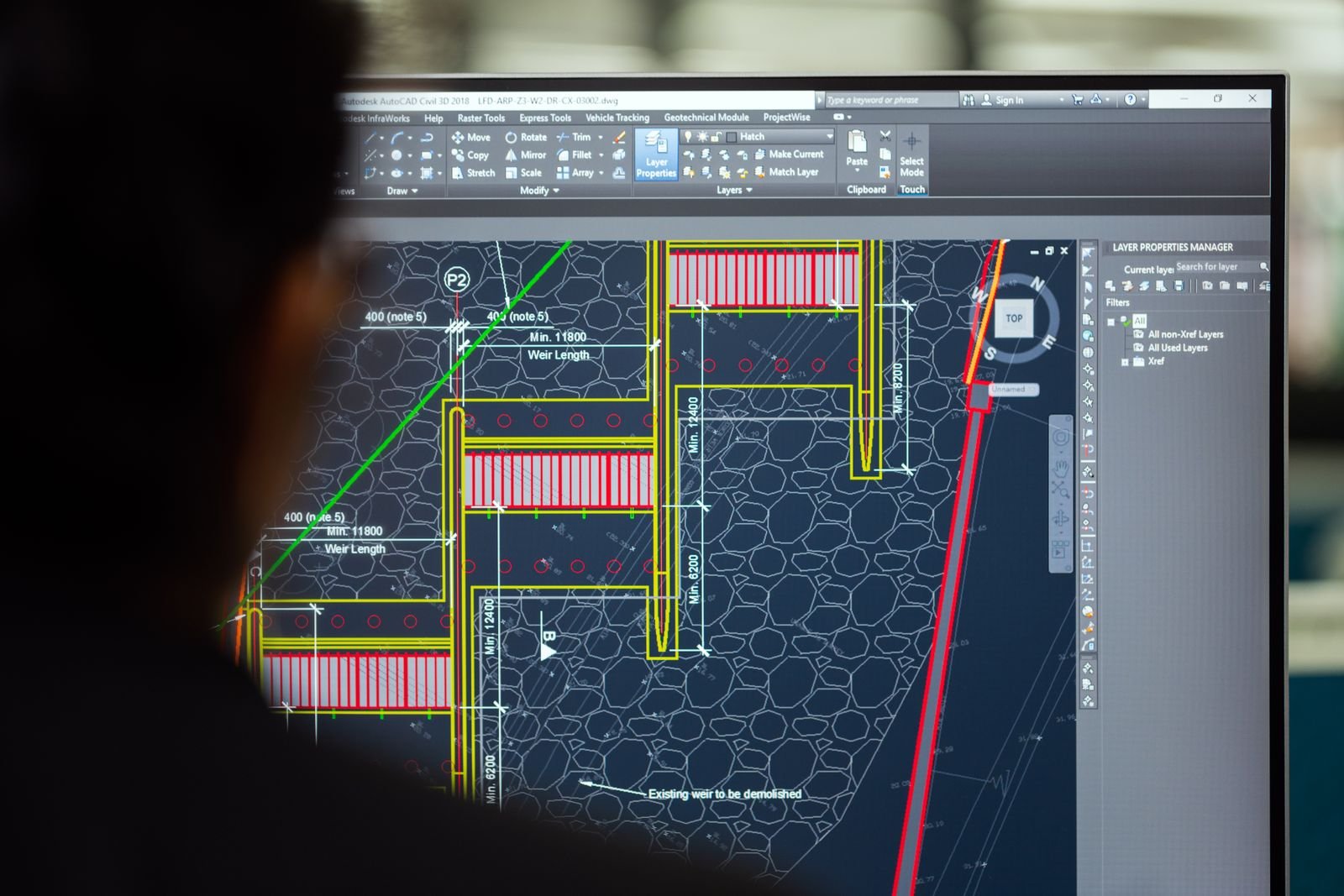 Plan technique sur logiciel de CAO pour une étude d’installation industrielle